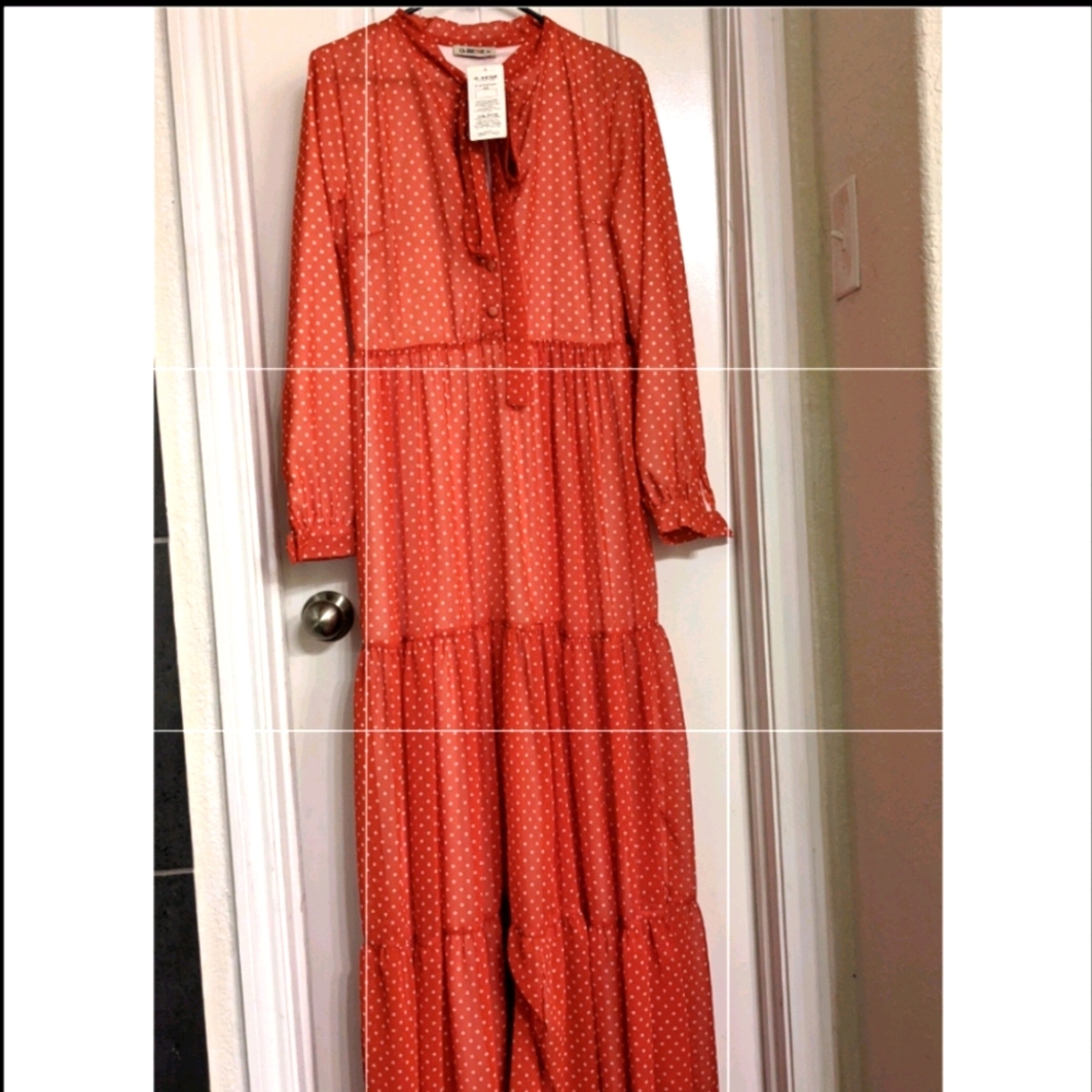 New Red polka dot gown maxi
